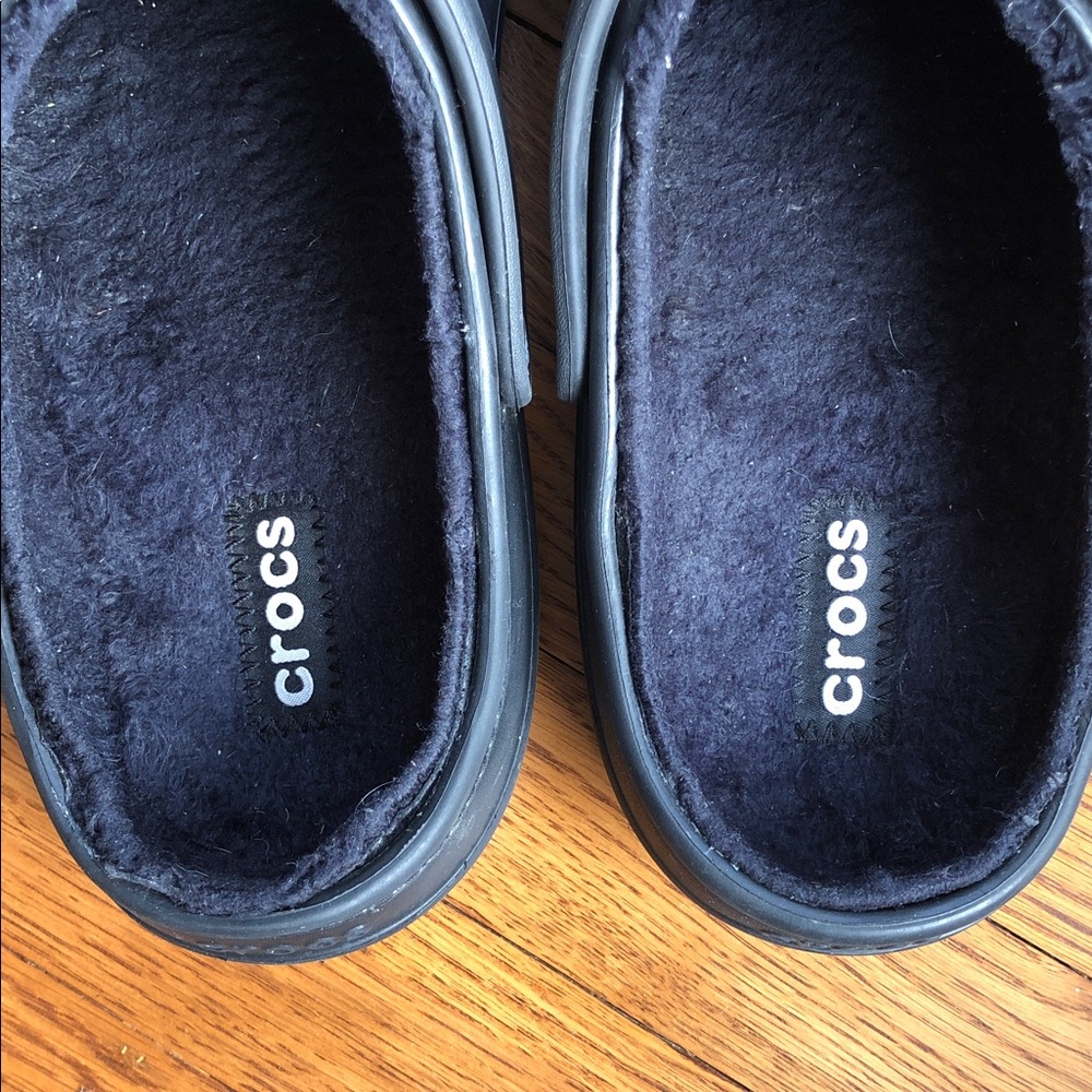 CROCS Men’s Black Lined Slip-on Clogs Size 12 - Picture 5 of 6